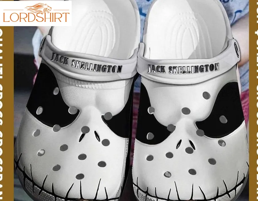 Jack Skellington Face Horror Pattern Crocs Classic Clogs Shoes Halloweener