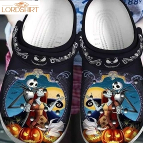 Jack Skellington Moon With Sally Nightmare Before Christmas Couples Crocs Halloweener