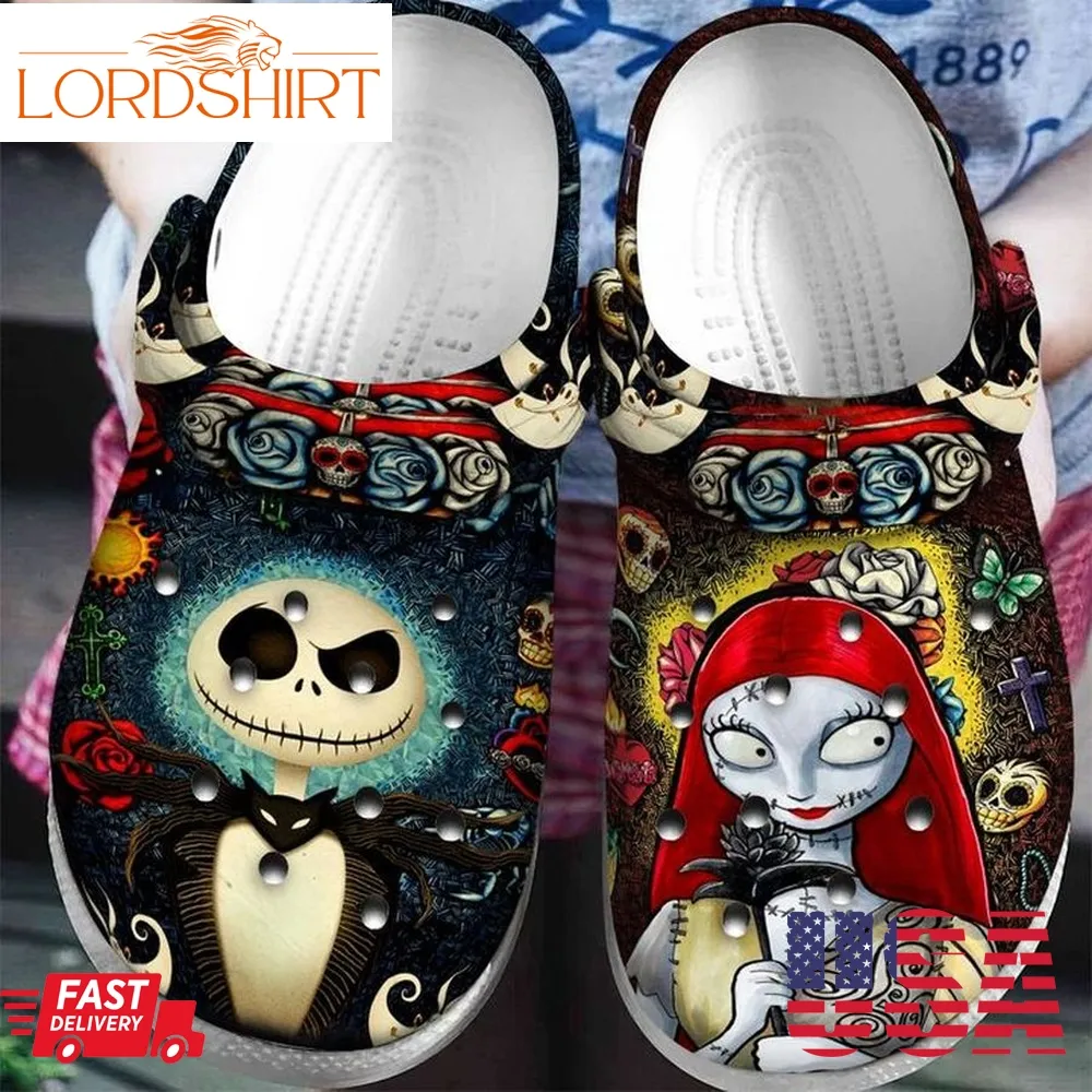 Jack Skellington Sally Custom Crocs Shoes Birthday Gift   Jack Nightmare Halloween Shoes Croc Gift   Cr Drn004