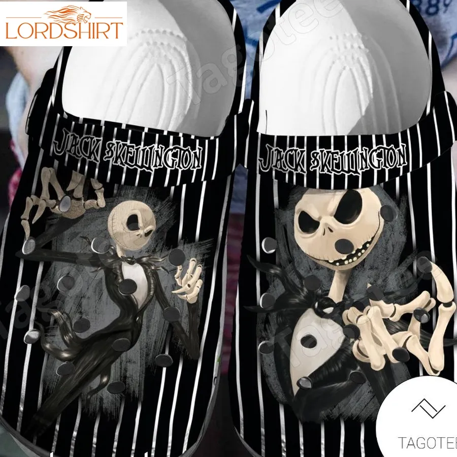 Jack Skellington Vertical Stripes Crocs Clogs Halloweener