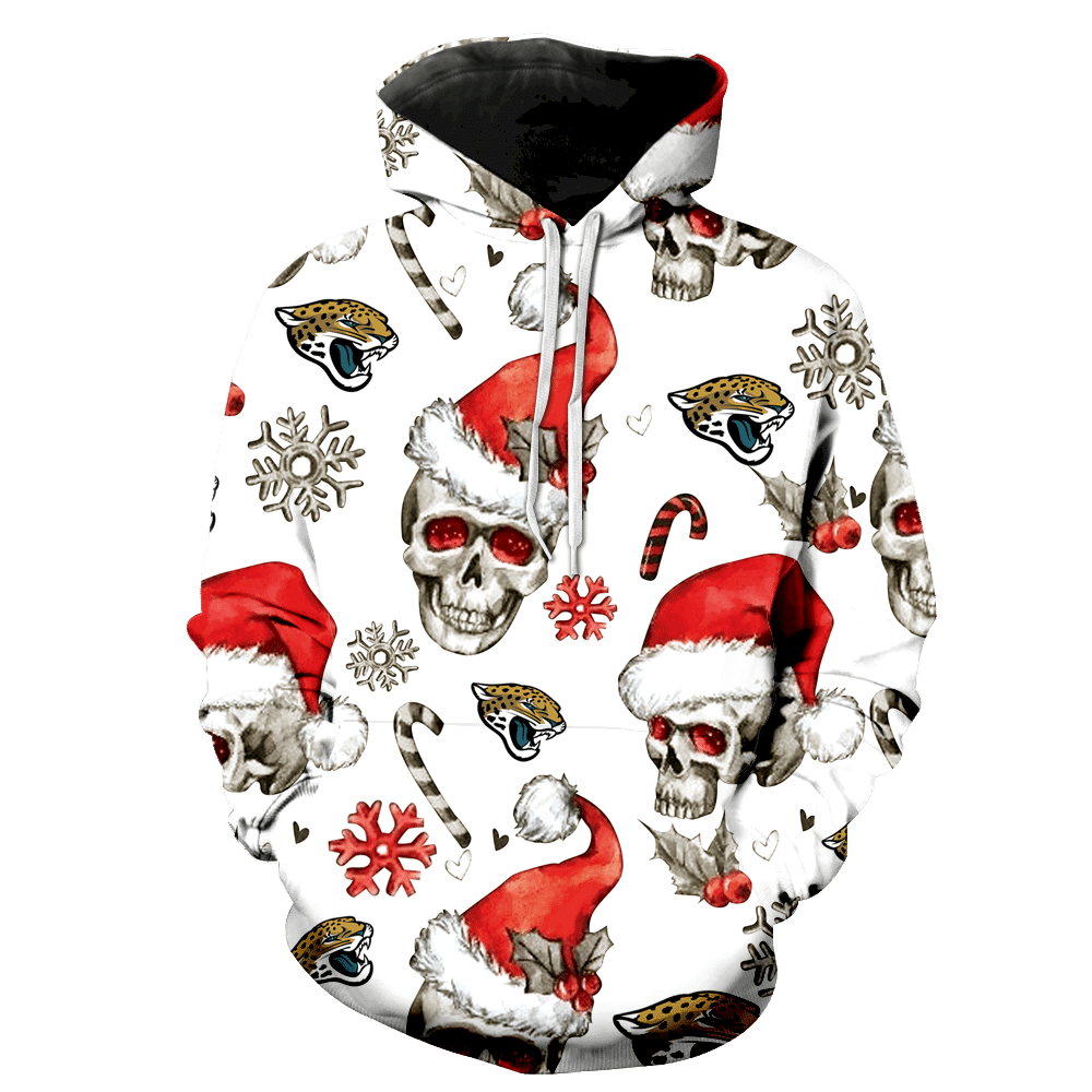 Jacksonville Jaguars Christmas Skull New Full Over Print K1142 Hoodie Zipper