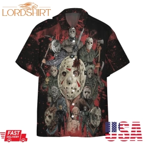 Jason Horror 3D Summer Button Design For Halloween Hawaii Shirt