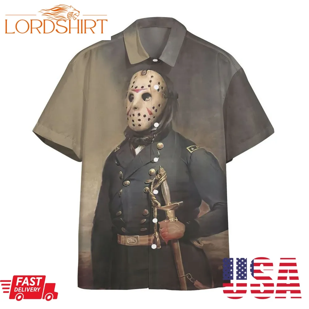 Jason Voorhees Fri The 13Th Portrait 3D Summer Button Design For Halloween Hawaii Shirt