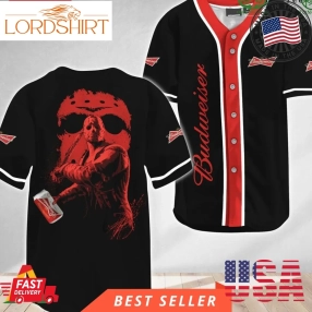 Jason Voorhees Halloween Friday The 13Th Budweiser Beer Baseball Jersey Shirt