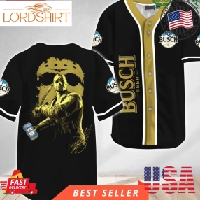 Jason Voorhees Halloween Friday The 13Th Busch Beer Baseball Jersey Shirt