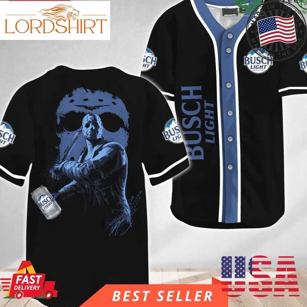 Jason Voorhees Halloween Friday The 13Th Busch Light Baseball Jersey Shirt