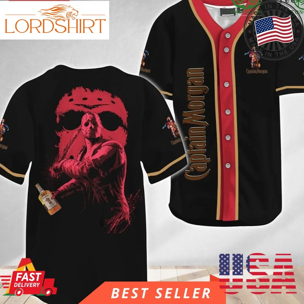 Jason Voorhees Halloween Friday The 13Th Captain Morgan Baseball Jersey Shirt