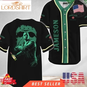 Jason Voorhees Halloween Friday The 13Th Jameson Whiskey Baseball Jersey Shirt