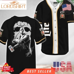 Jason Voorhees Halloween Friday The 13Th Miller Lite Baseball Jersey Shirt