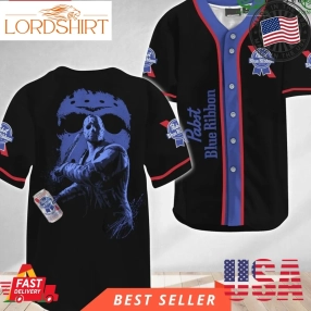 Jason Voorhees Halloween Friday The 13Th Pabst Blue Ribbon Baseball Jersey Shirt