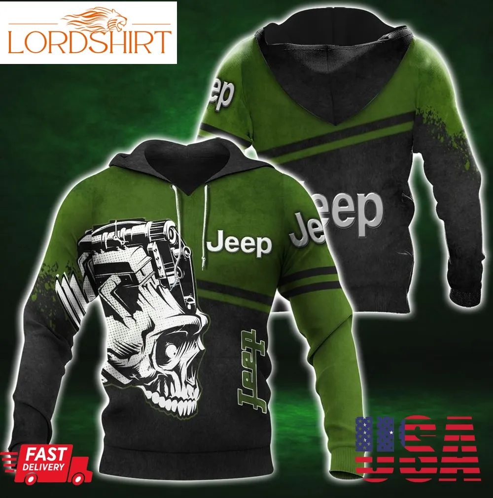 Jeep Skull Engine Green Hoodie