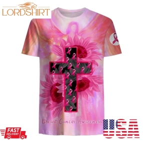 Jesus Cross Sunflowers Breast Cancer Awareness 3D Shirt, Hoodie