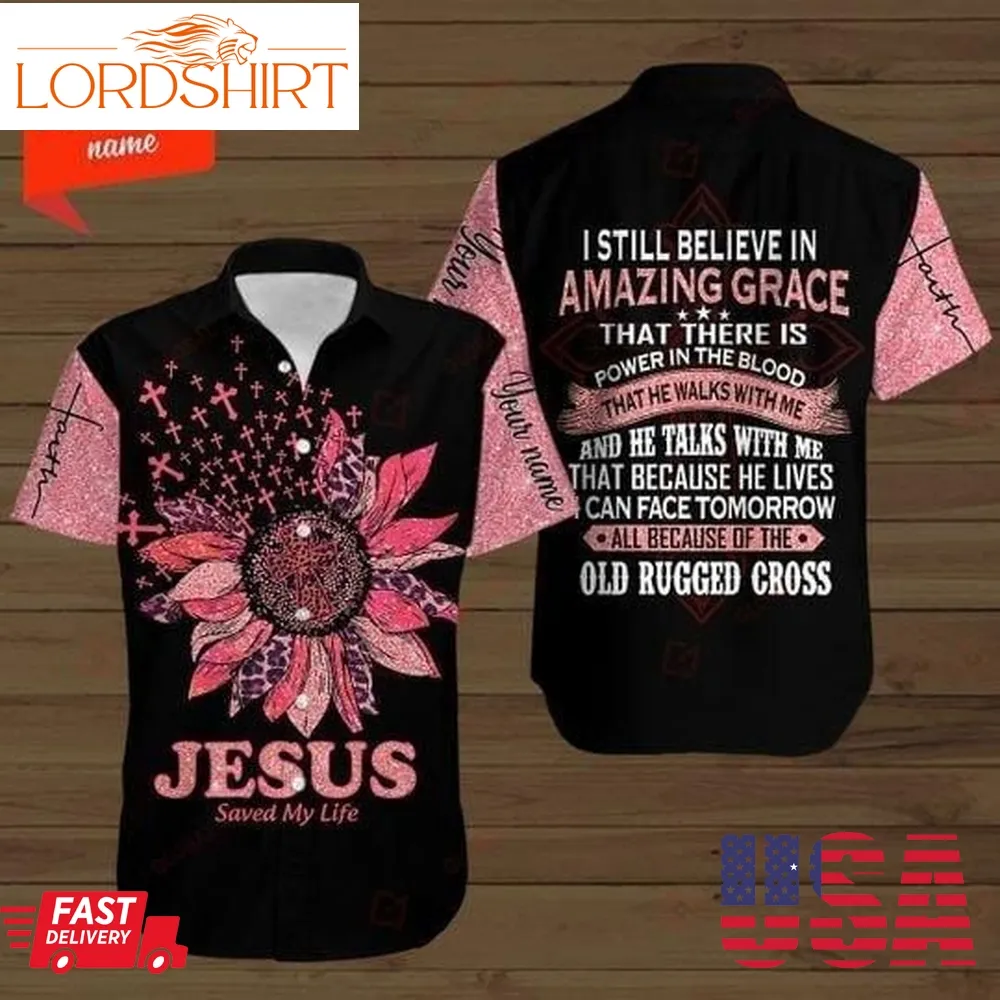 Jesus Save My Life Sunflower Pink Warrior Gift Easter Day Aloha Hawaiian Shirts V