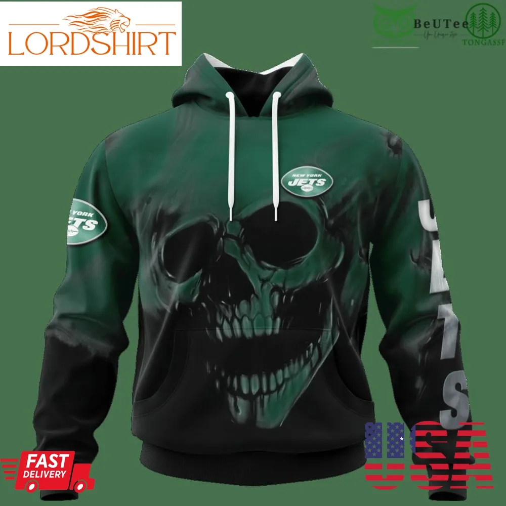 Jets Fading Skull American Football 3D Hoodie Sweatshirt Nfl