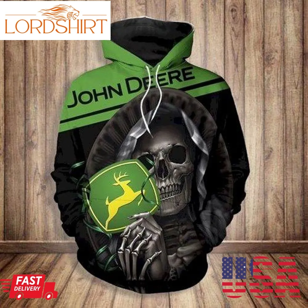 John Deere Death Skull 3D Hoodie Sweatshirt