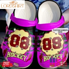 Just A Hockey Lover Pink Personalize Clog Custom Crocs Clog Number On Sandal Fashion Style Comfortable For Women Men Kid