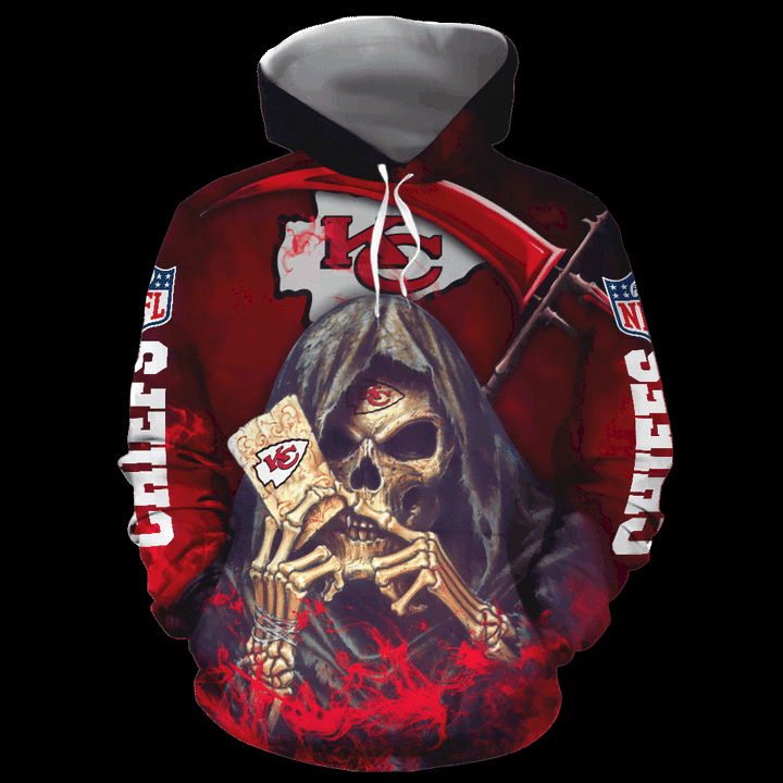 Kansas City Chiefs New Skull Full All Over Print S1530 Hoodie