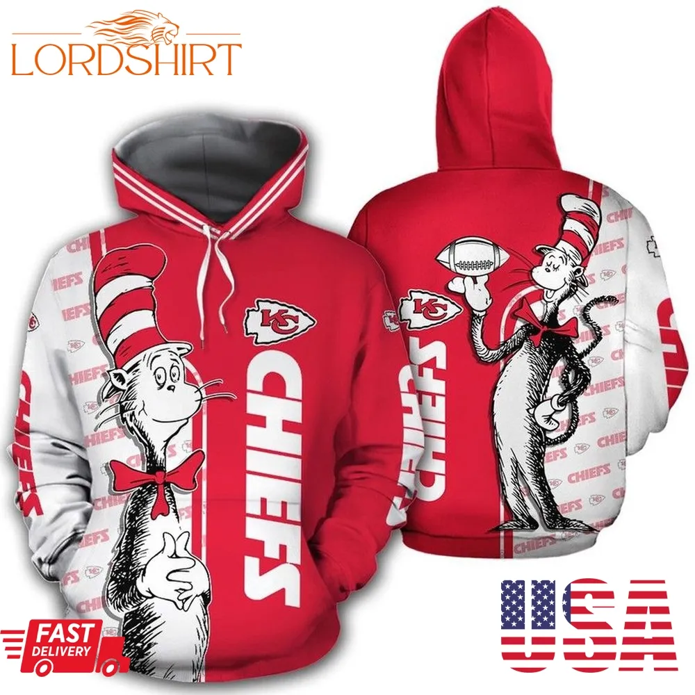 Kansas City Chiefs Nfl Dr Seuss Cat In The Hat 3D Hoodie