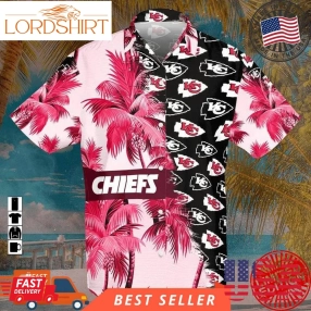 Kansas City Chiefs Pink Nfl Football Sports Logo Hawaiian Graphic Print Short Sleeve Hawaiian Shirt L98