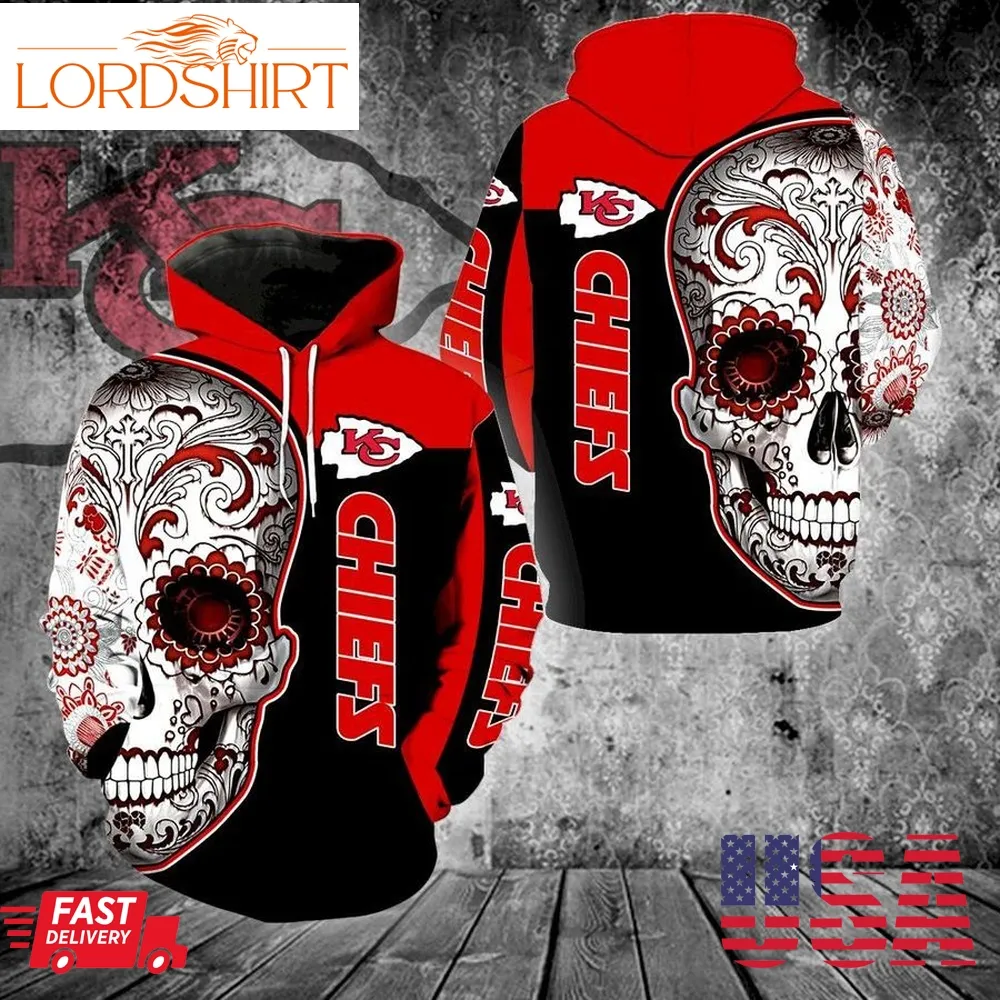 Kansas City Chiefs Skull All Over Print 3D Hoodie For Men And Women