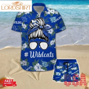 Kentucky Wildcats Girl Messy Bun Short Sleeve Button Up Tropical Aloha Hawaiian Shirts For Men Women