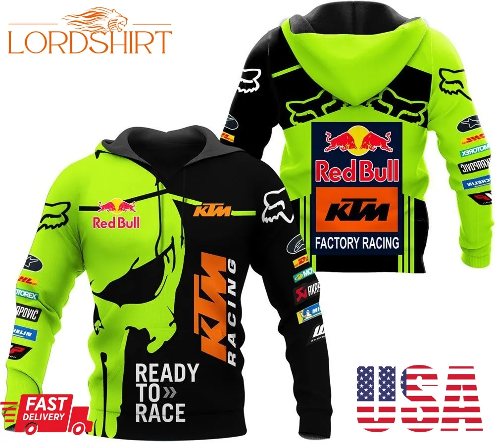 Ktm Racing Skull Gift Factory Racing Ready To Race Redbull Hoodie