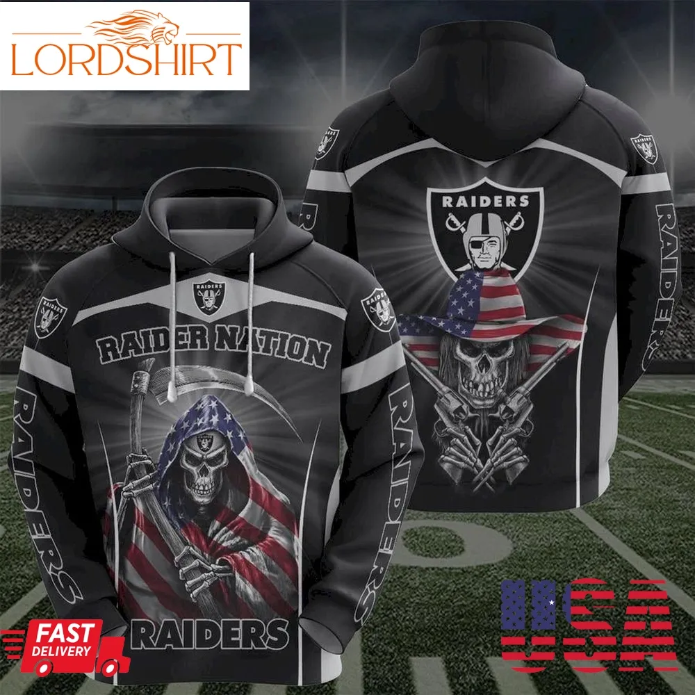 Las Vegas Raiders Skull Flat Usa Pullover And Zippered Hoodies Custom 3D Las Vegas Raiders Graphic Printed 3D Hoodie All Over Print Hoodie For Men For Women