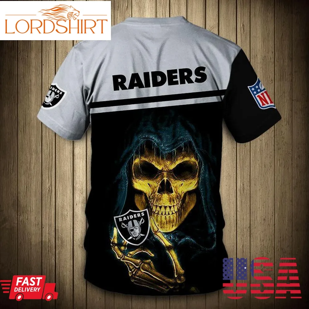 Las Vegas Raiders T Shirts 3D Hand Skull Short Sleeve