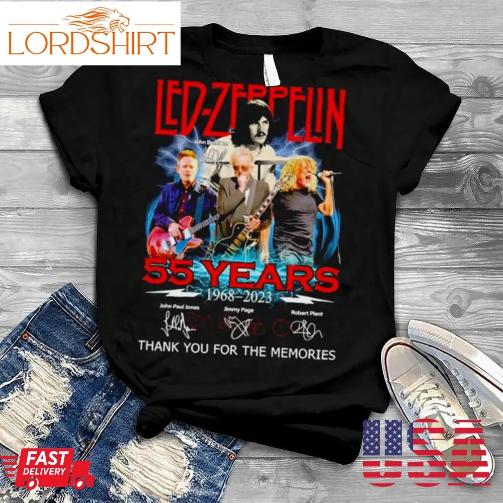 Led Zeppelin 55 Years Anniversary 1968 2023 Thank You For The Memories Signatures Shirt