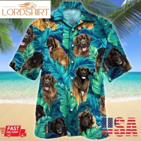 Leonberger Dog Tropical Hawaiian Shirt