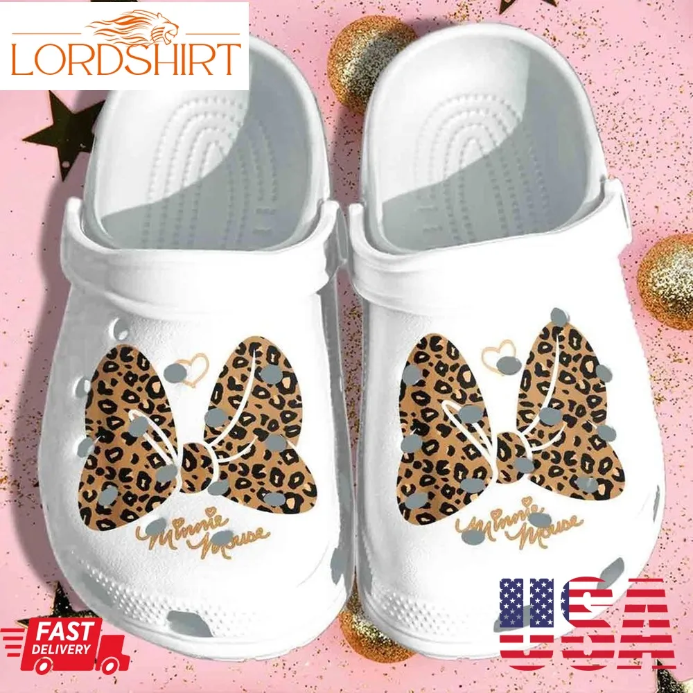 Leopard Bow Shoes Crocs   Hair Bow Mouse Croc Clog Birthday Gift For Daughter Niece Friend