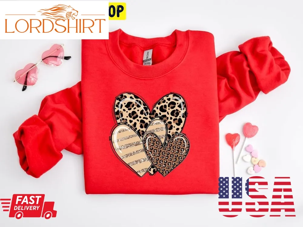 Leopard Heart Doodles Valentines Day Trending Unisex Shirt