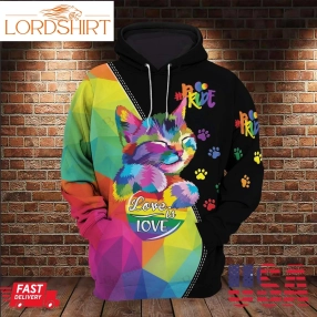 Lgbt Cat Love Is Love Pride 3D Hoodie