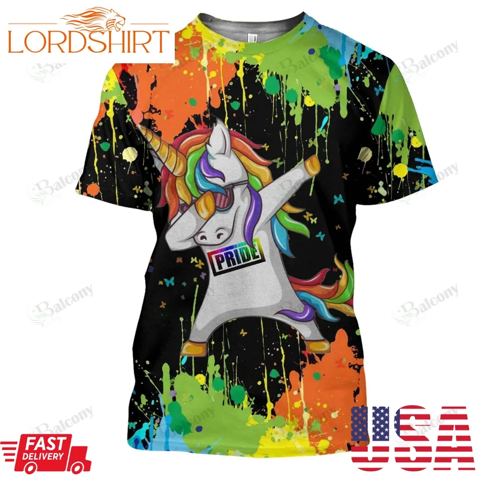 Lgbt Dab Unicorn T Shirt 3D