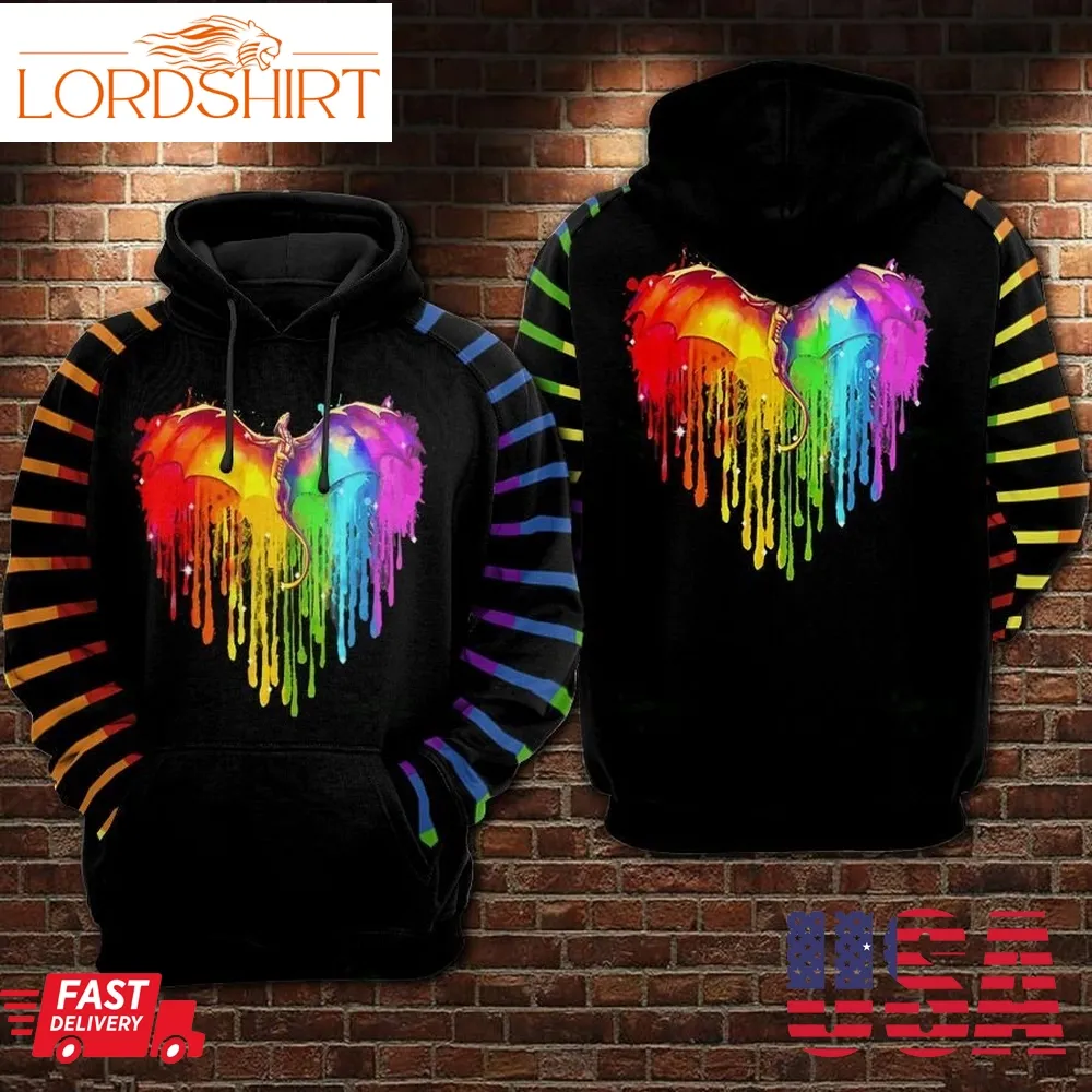 Lgbt Dragon Heart Pattern Pride Love Hoodie 3D