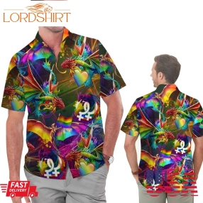 Lgbt Dragon Rainbow Men Hawaiian Shirt For Lgbt Community In Pride Month