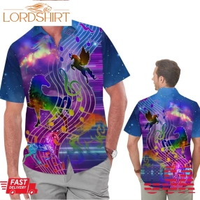 Lgbt Pride Flag Music Note Unicorn Image Men Button Up Aloha Hawaiiian Shirt For Lgbtq Community In Daily Life