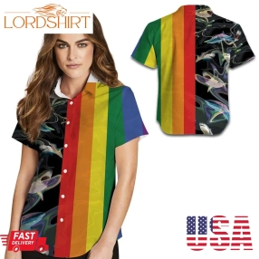 Lgbt Rainbow Sharks Women Hawaiian Shirt For Lgbtq Community In Daily Life