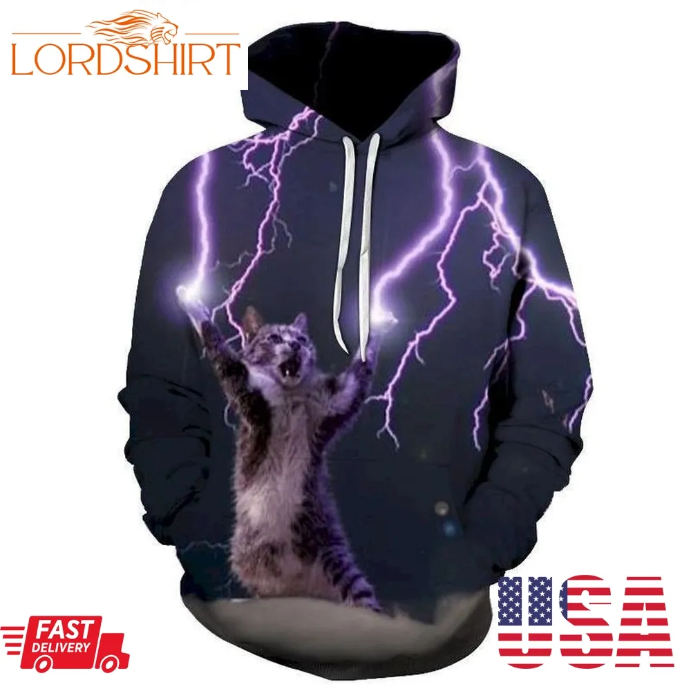 Lightning Cat 3D Sweatshirt Hoodie Pullover