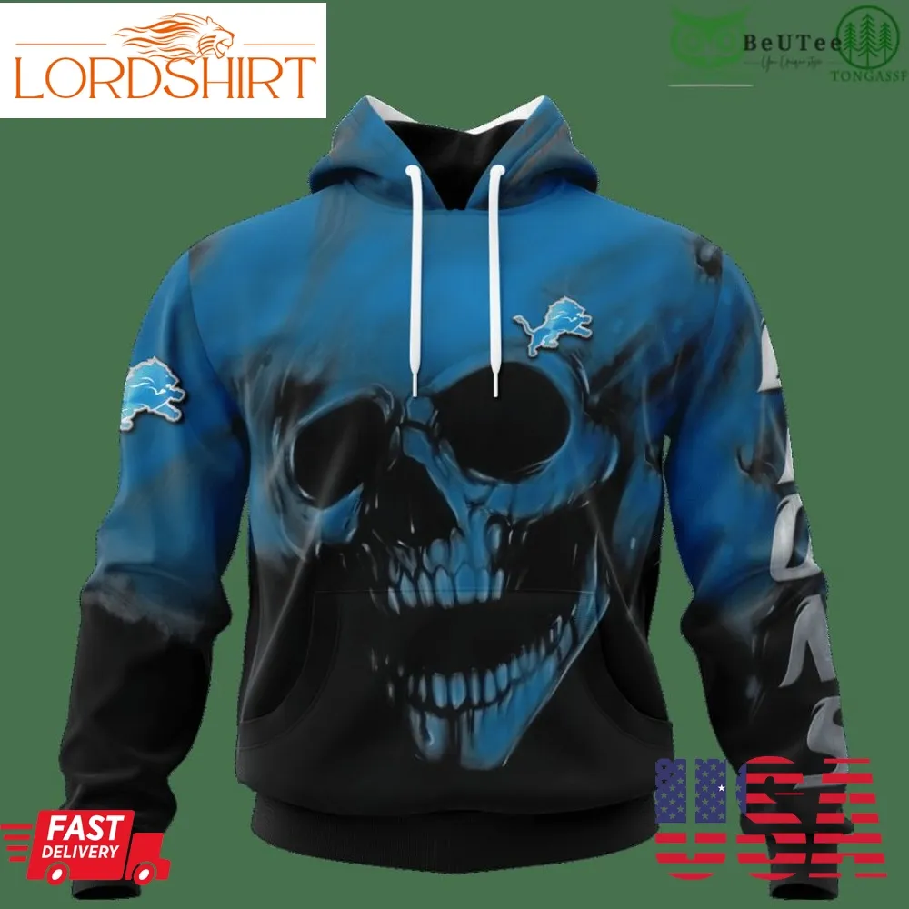 Lions Fading Skull American Football 3D Hoodie Sweatshirt Nfl