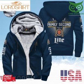 Lite A Fine Pilsner Beer Family Second Fleece Zip Up Hoodie