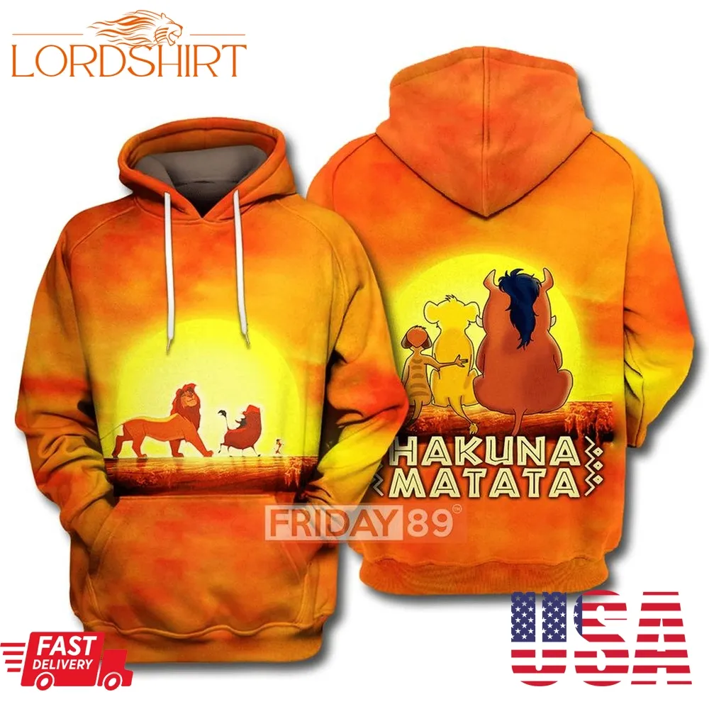 Lk T Shirt Simba Timon Pumba Friends Sunset T Shirt Hoodie Adult Full Print