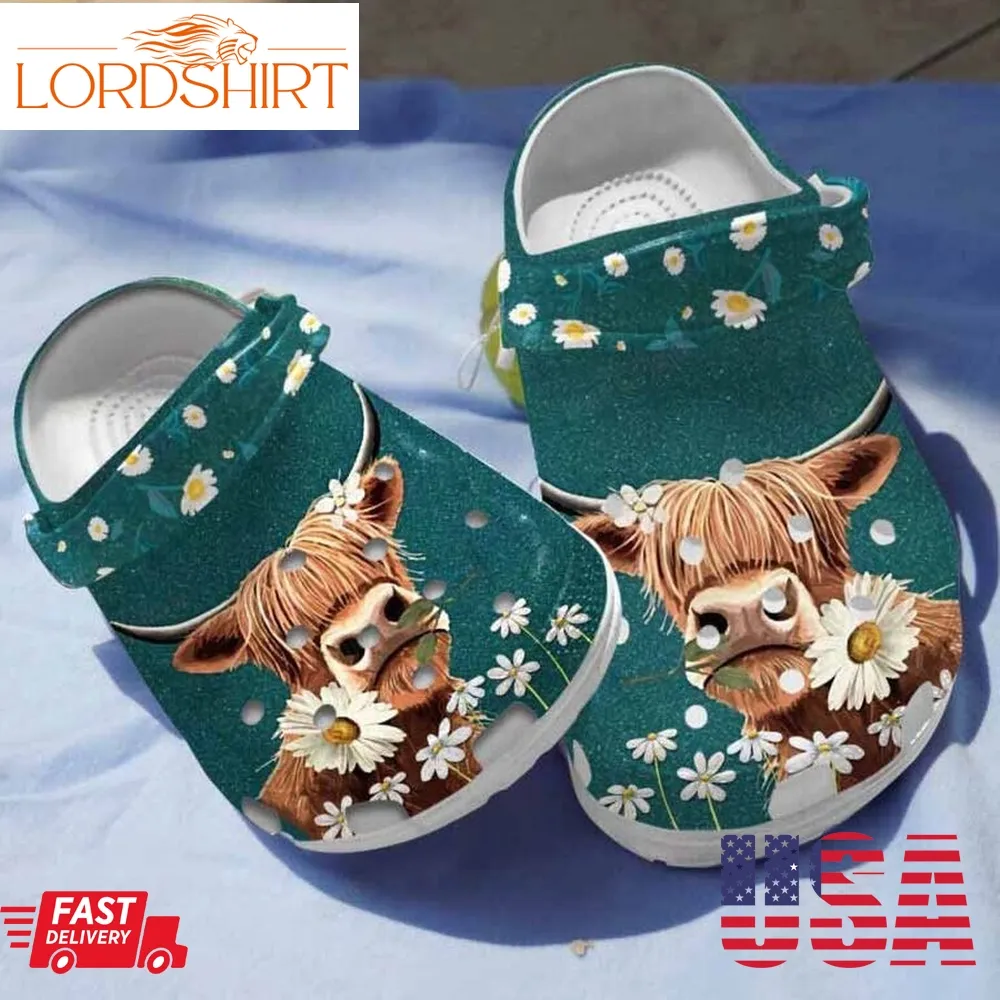 Longhorn Cattle Flower Clogs Crocs Shoes Birthday Christmas Gifts For Girls   Longhorn222