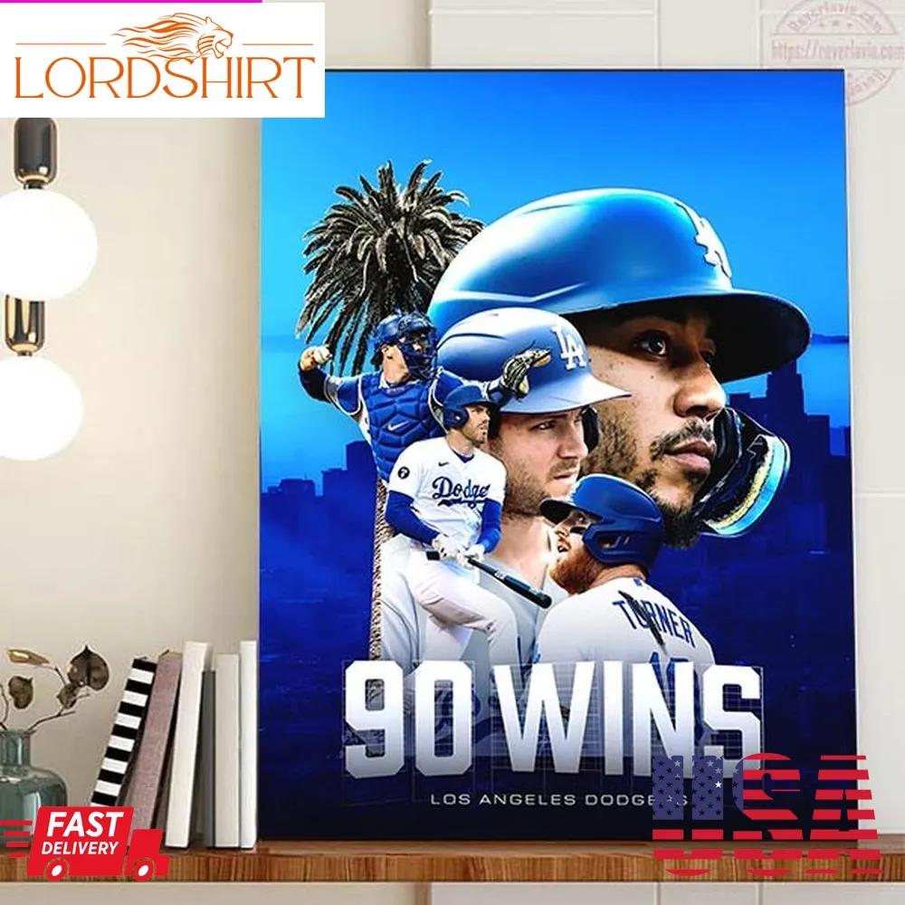 Los Angeles Dodgers 90 Wins In Mlb Home Decor Poster Canvas