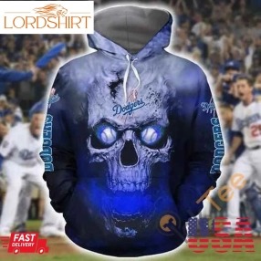 Los Angeles Dodgers Skull On Fire Hoodie 3D