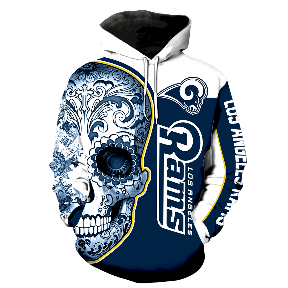 Los Angeles Rams Skull New Full Over Print K1048 Hoodie Zipper