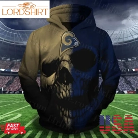 Los Angeles Rams Skull Pullover And Zippered Hoodies Custom 3D Los Angeles Rams Graphic Printed 3D Hoodie All Over Print Hoodie For Men For Women