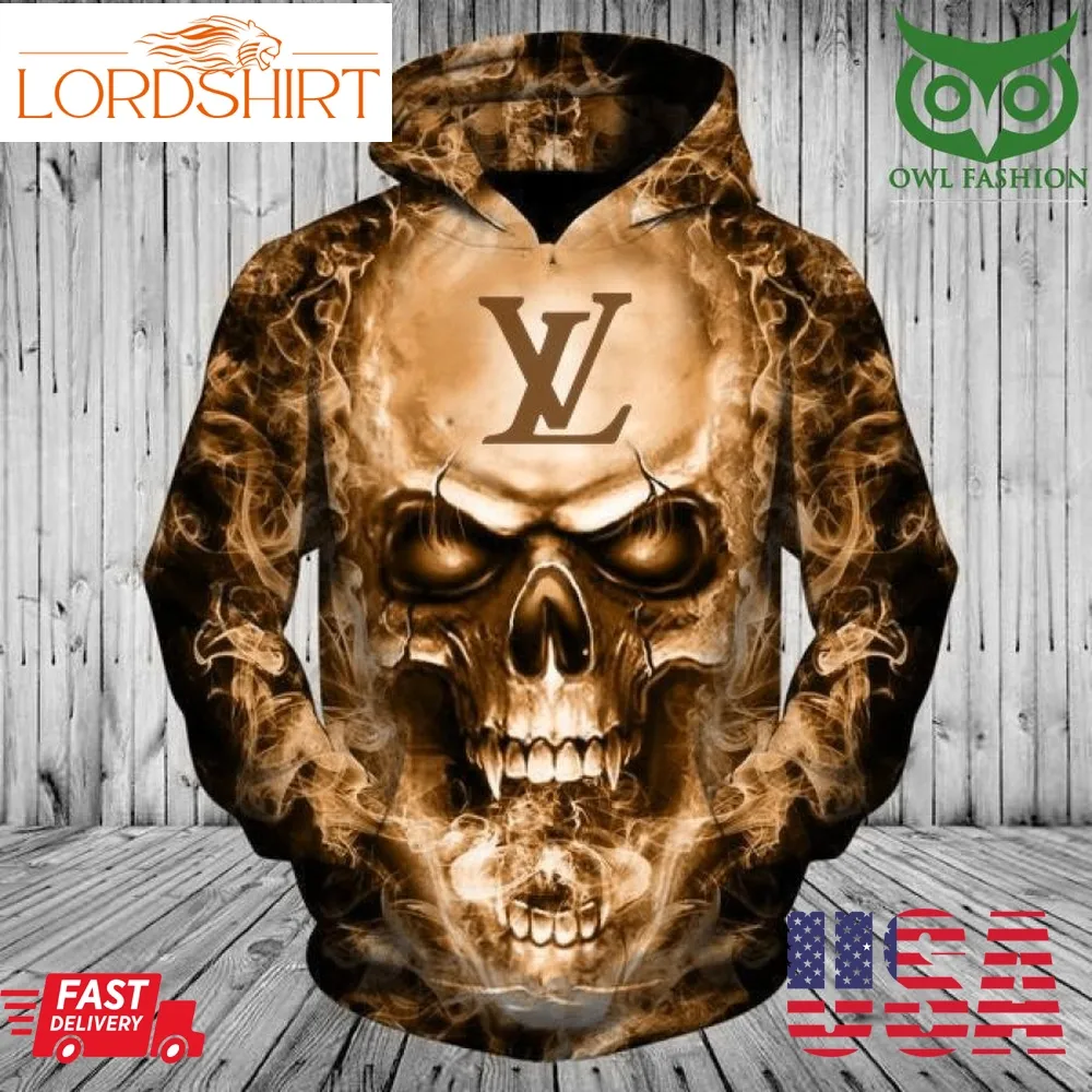 Louis Vuitton Fire Skull 3D Hoodie