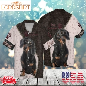 Love Dachshund Dog Graphic Print Short Sleeve Hawaiian Casual Shirt Y97