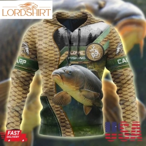 Love Fishing Carp 3D Hoodie Fishing Gadgets For Dad